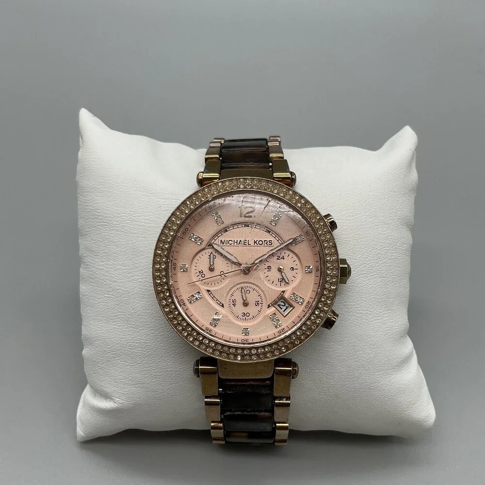 Michael Kors MK-5538 Womens Watch 39mm Rose Gold Tone New Battery 7.75
